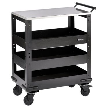 Bunker 3 Tier Trolley with Pull Handle and Stainless Steel Worktop, 714mm