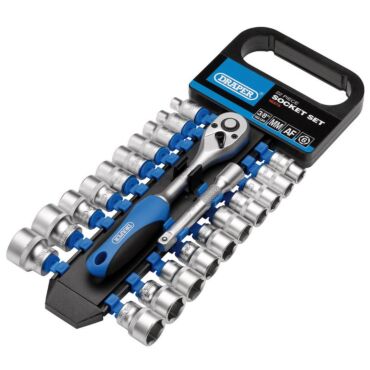 Draper Combined MM/AF Socket and Ratchet Set, 3/8" Sq. Dr. (22 Piece)