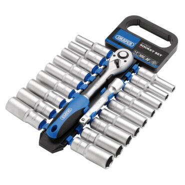 Draper Combined MM/AF Deep Socket and Ratchet Set, 1/2" Sq. Dr. (20 Piece)