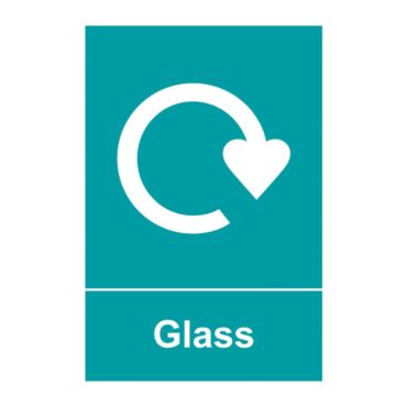 Self-Adhesive Glass Recycling Sign - Premium Vinyl 200mm x 300mm