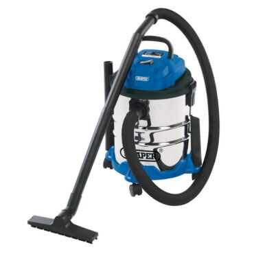 Draper 230V Wet and Dry Vacuum Cleaner with Stainless Steel Tank, 20L, 1250W