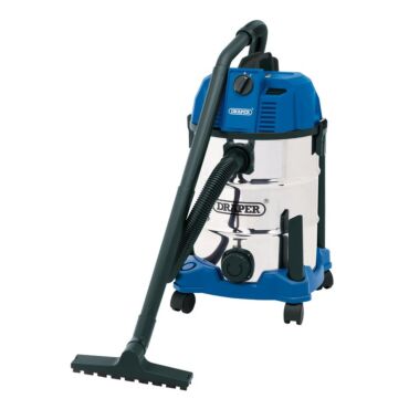 Draper 230V Wet and Dry Vacuum Cleaner with Stainless Steel Tank, 30L, 1600W