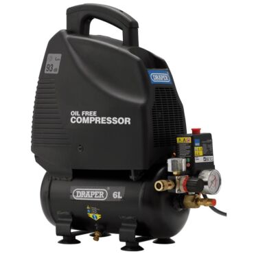 Draper 230V 6L Oil-Free Air Compressor, 1.1kW/1.5hp