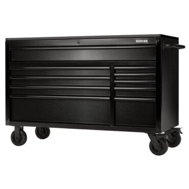 Bunker 10 Drawer Workbench Roller Tool Cabinet with Black Stainless Steel Worktop, 56"