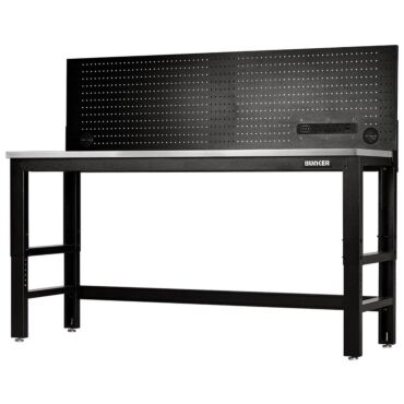 Bunker Workbench with Stainless Steel Worktop and Power Pegboard, 1830mm