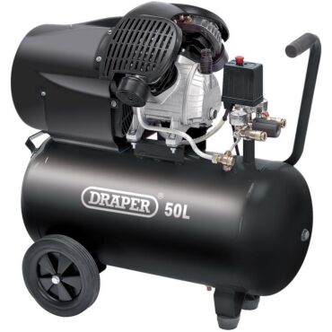 Draper 230V 50L Direct Drive V-Twin Air Compressor, 2.2kW/3HP