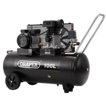 Draper 230V 100L Belt-Driven Air Compressor, 2.2kW/3HP