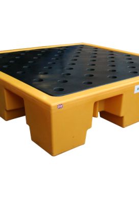 4 Drum Plastic Spill Pallet c/w PE Grid - Yellow