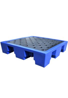 4 Drum Plastic Spill Pallet c/w PE Grid - Blue