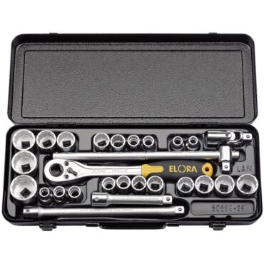 Elora Metric and Imperial Socket Set, 1/2" Sq. Dr. (27 Piece)