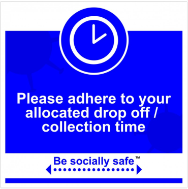 Adhere to drop off/collection sign, Blue - RPVC - (400 x 400mm)