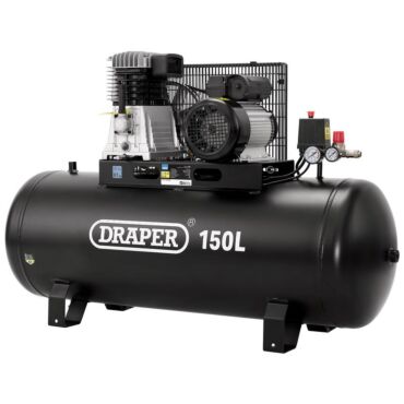Draper 230V 150L Stationary Belt-Driven Air Compressor, 2.2kW/3HP