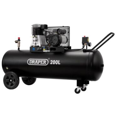 Draper 230V 200L Belt-Driven Air Compressor, 2.2kW/3hp