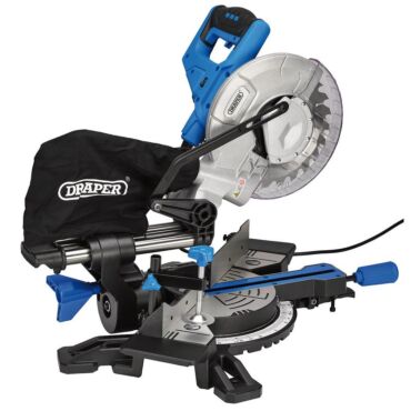Draper 230V Sliding Compound Mitre Saw with Laser Cutting Guide, 210mm, 1500W