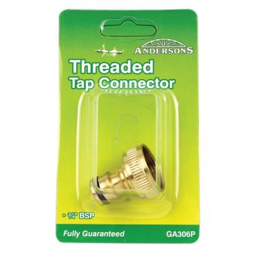Hose Connector - Brass Threaded Tap - 1/2" to 3/4" BSP