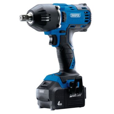 Draper D20 20V Brushless Mid-Torque Impact Wrench, 1/2" Sq. Dr., 400Nm, 2 x 4.0Ah Batteries, 1 x Charger