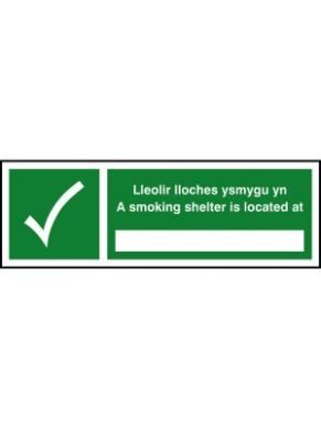A Smoking Shelter is Located at _____ English & Welsh Signs