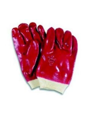 Red PVC Knitted Wrist Wetproof Gloves (Pack of 120)
