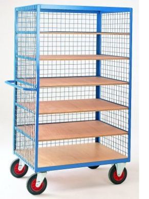 Shelf Truck with Mesh Superstructure - Secure Visibility Storage Trolleys | Hall-Fast