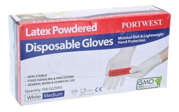 Portwest Powdered Latex Disposable Glove - Box of 100: Traditional Comfort with Economic Practicality