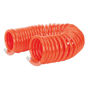 PU Coiled Air Hose 10m x Ø8mm with 1/4"BSP Unions