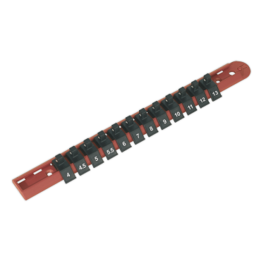 Socket Retaining Rail with 12 Clips 1/4"Sq Drive (Pack of 5)
