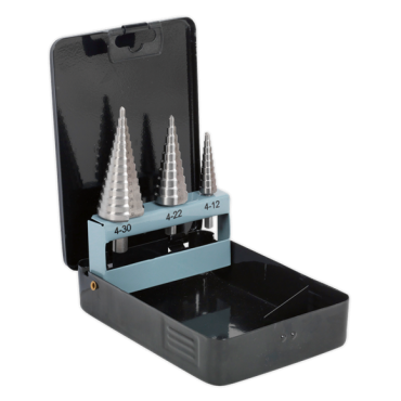 HSS 4341 Step Drill Bit Set 3pc - Double Flute