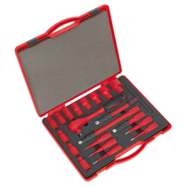 Insulated Socket Set 20pc 1/2"Sq Drive 6pt WallDrive (VDE Approved)