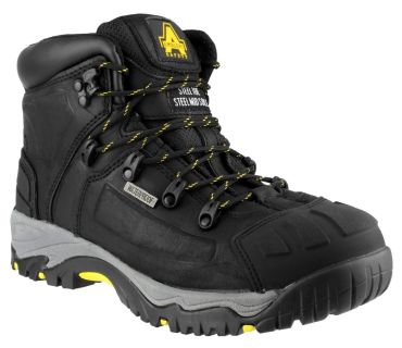 Amblers Black Waterproof Boot, Scuff Cap