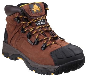 Amblers Brown Waterproof Boot, Bump Cap Toe, Padded Top