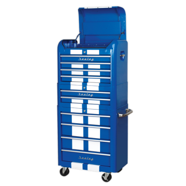 Retro Style Combination 10 Drawer - Blue/White Stripes