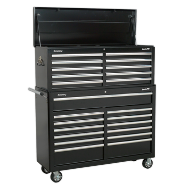 Tool Chest Combination 23 Drawer with Ball Bearing Slides - Black