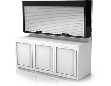 Manual Shutter Cabinet Three Modules With Perforated Back Panel Depth 30 cm