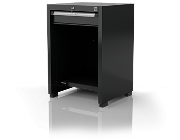 Single Industrial Workbench With Shortened Shelf and Drawer