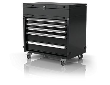 One-And-a-Half-Module Industrial Trolley With 5 Drawers And Lockable Compartment