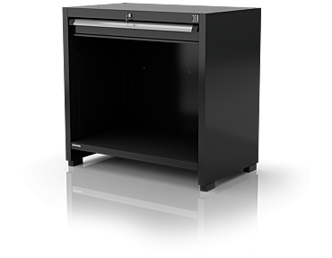 Single Industrial Workbench With Intermediate Shelf And Drawer