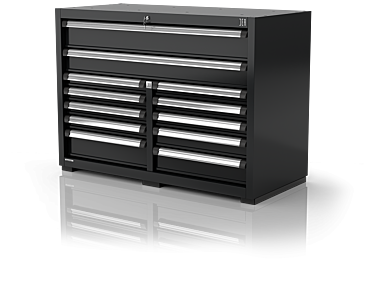 Industrial Drawer Cabinet With 12 Drawers, Double Module