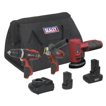 Sealey 3 x SV12 Series Cordless Power Tool Combo Kit 12V - 2 Batteries