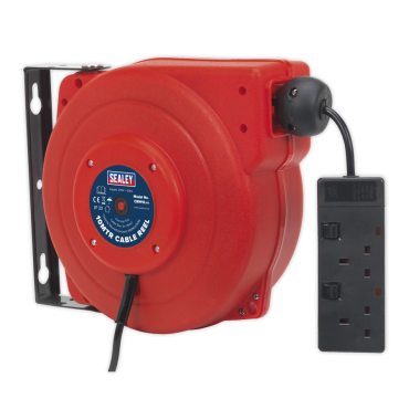 Cable Reel System Retractable 10mtr 2 x 230V Socket