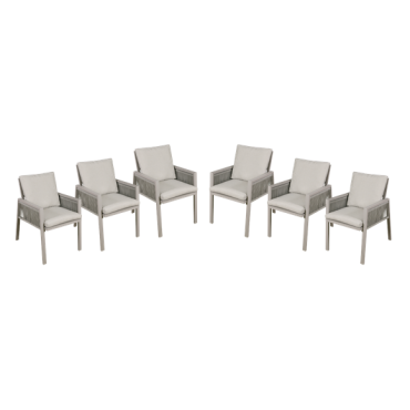 Dellonda Fusion Garden/Patio Dining Chairs with Armrests 6pc - Light Grey
