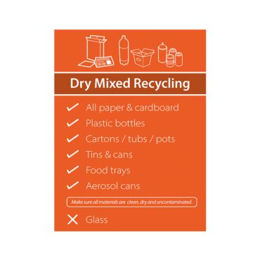 Mini Simplified Dry Mixed Recycling Signs - Ultra-Compact Accessible Recycling Signage