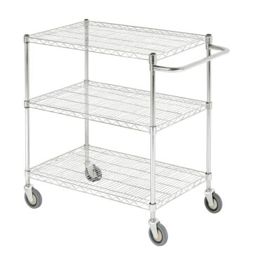 Eclipse® 3-Tier Adjustable Chrome Wire Trolley 925mm - Compact Mobile Storage Solution