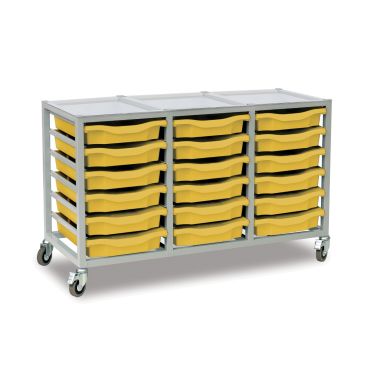 18 Tray Triple Column Metal Storage Trolley - Grey Frame