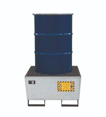 Galvanized Steel Spill Pallet For 1 Drum - Nestable Design