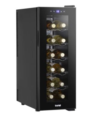 Baridi 12 Bottle Wine Cooler with Digital Touchscreen Controls & LED Light, Black