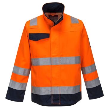 Portwest Modaflame RIS Orange/Navy Jacket: Railway Industry Approved Flame Resistance