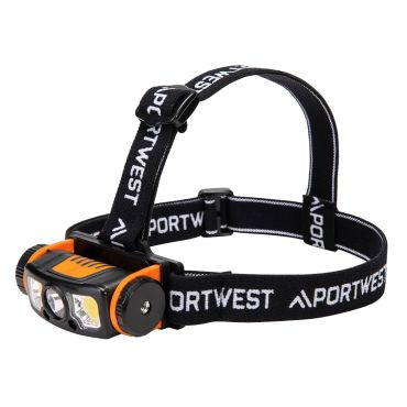 Portwest LED Motion Sensor USB Head Light Black/Orange: Advanced Hands-Free Illumination