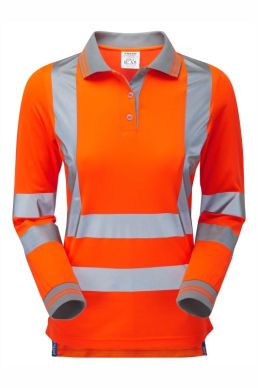 Pulsar Ladies Long Sleeved Orange Polo Shirt