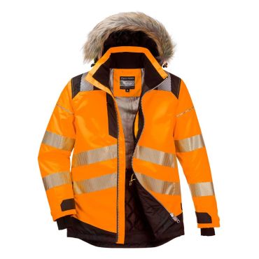 Portwest PW3 Hi-Vis Winter Parka Jacket Orange/Black: Premium Cold Weather Safety Workwear from Hall-Fast