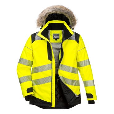 Portwest PW3 Hi-Vis Winter Parka Jacket Yellow/Black: Premium Cold Weather Safety Workwear from Hall-Fast